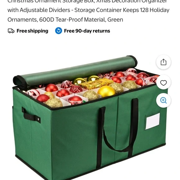 NWT Green Storage Container for Holiday Ornaments - Picture 3 of 5